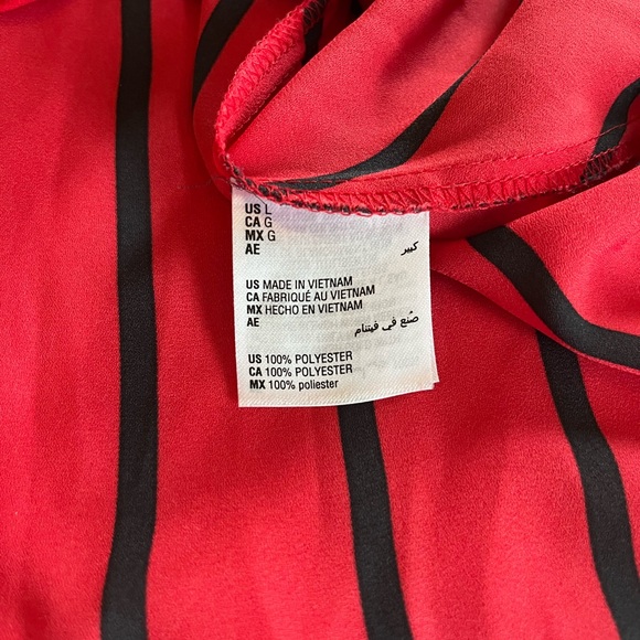 INC Designer Red & Black Striped Wrap Blouse Women’s Size Large - Picture 11 of 16